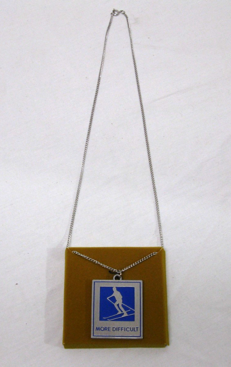 VTG International Silver Co More Difficult Snow Skiing Necklace Pendant w/ Box