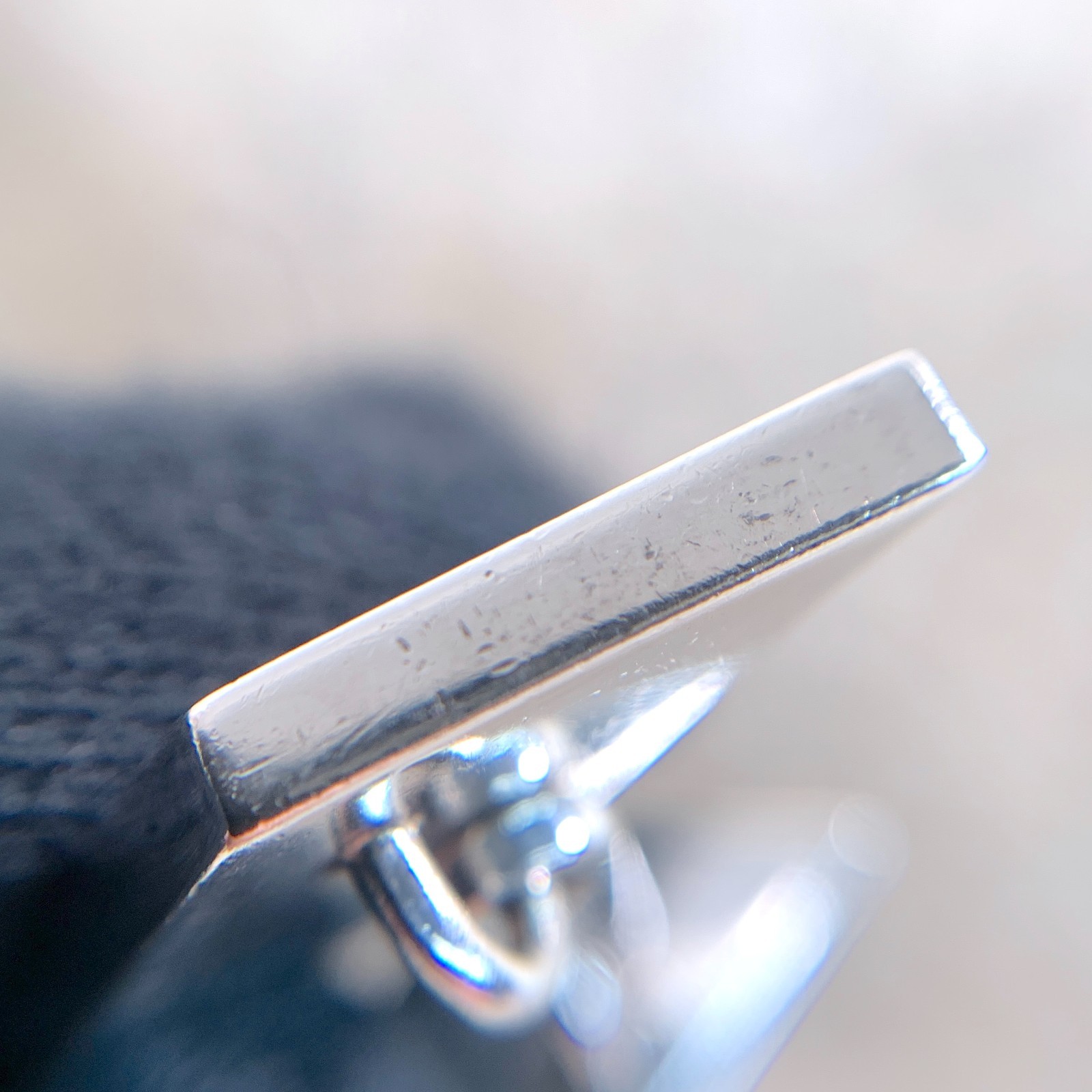 Hermes Cufflinks AG925 Sterling Silver Diamond Logo Chain Type with Case