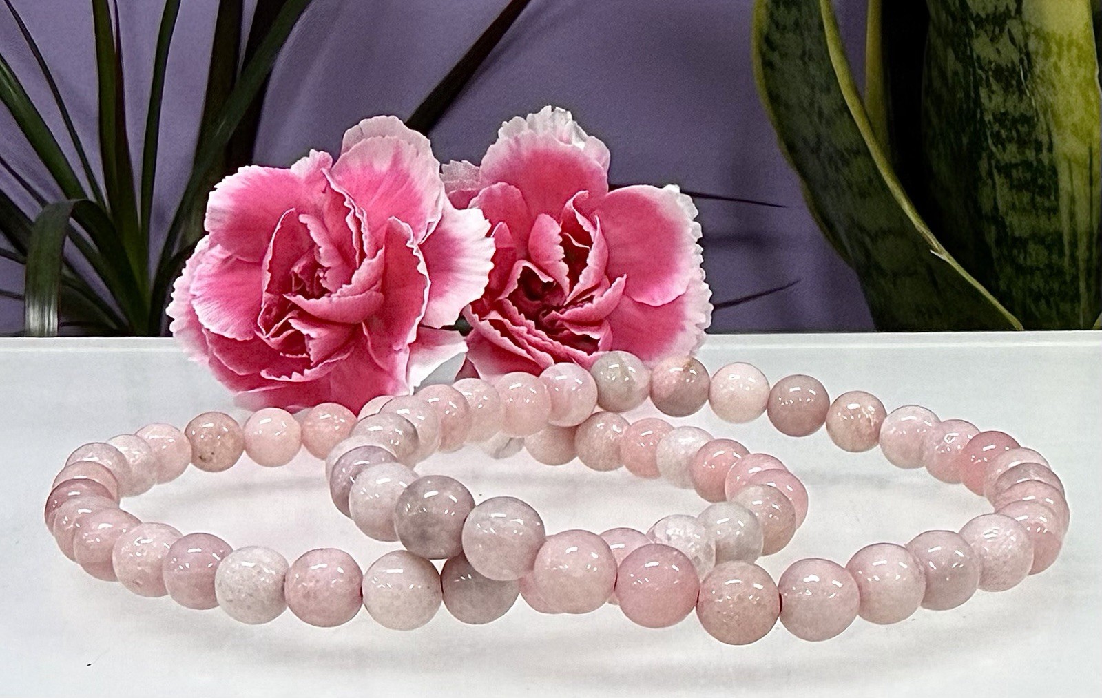 Wholesale Lot 6 Pcs Natural Pink Opal 6mm 7.5” Crystal Healing Stretch Bracelet