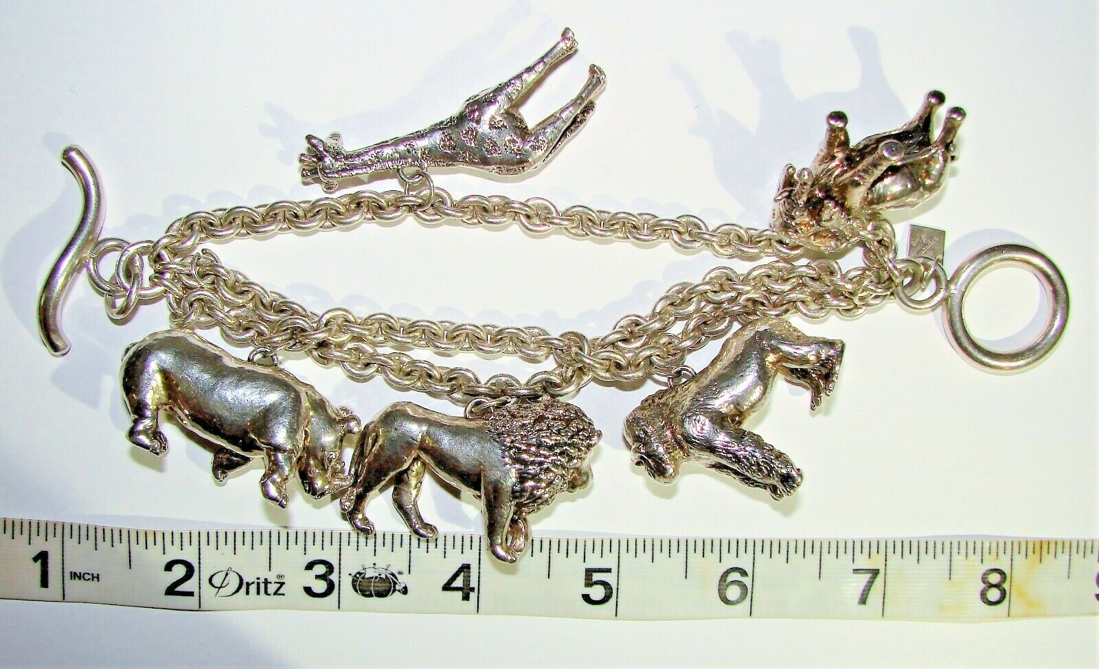 SUSAN CUMMINGS STERLING SILVER VINTAGE ENDANGERED SPECIES ANIMALS BRACELET LARGE