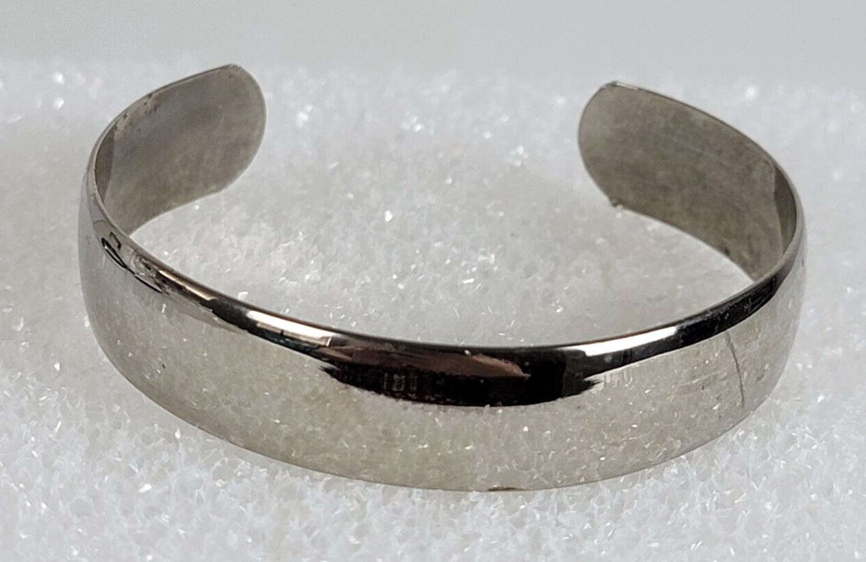 Vintage Silver Plated Smooth Open Cuff Bracelet 7″ Sizable