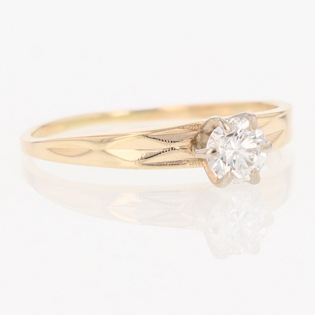 .31ct Round Diamond Solitaire Textured Engagement Ring 14k Yellow Gold Size 7