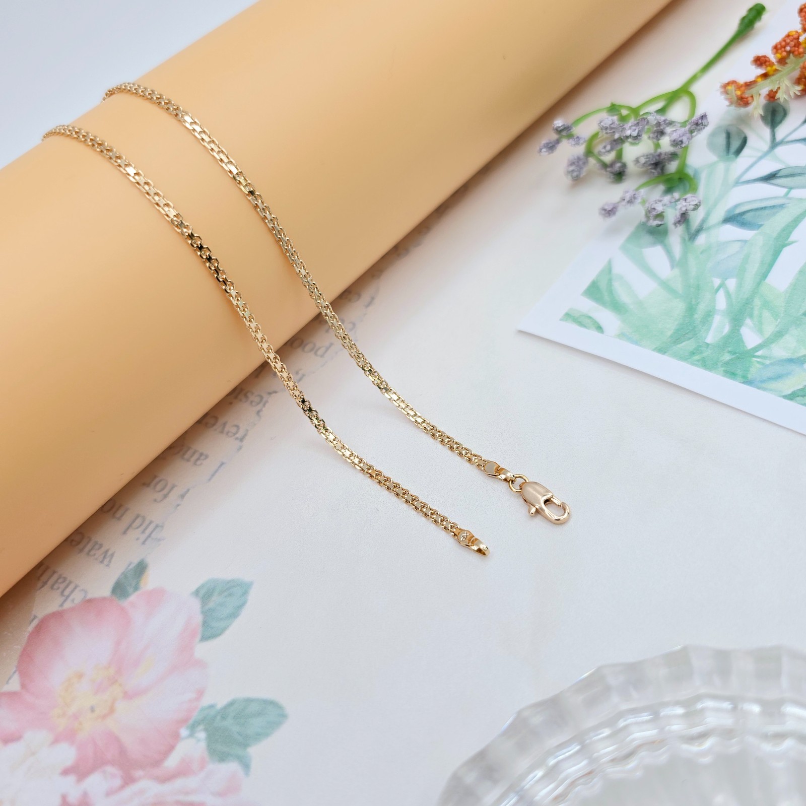 in High Shine Finish – 45cm (17.7 Inch), XPNL0059 Rose Gold Box Chain Necklace