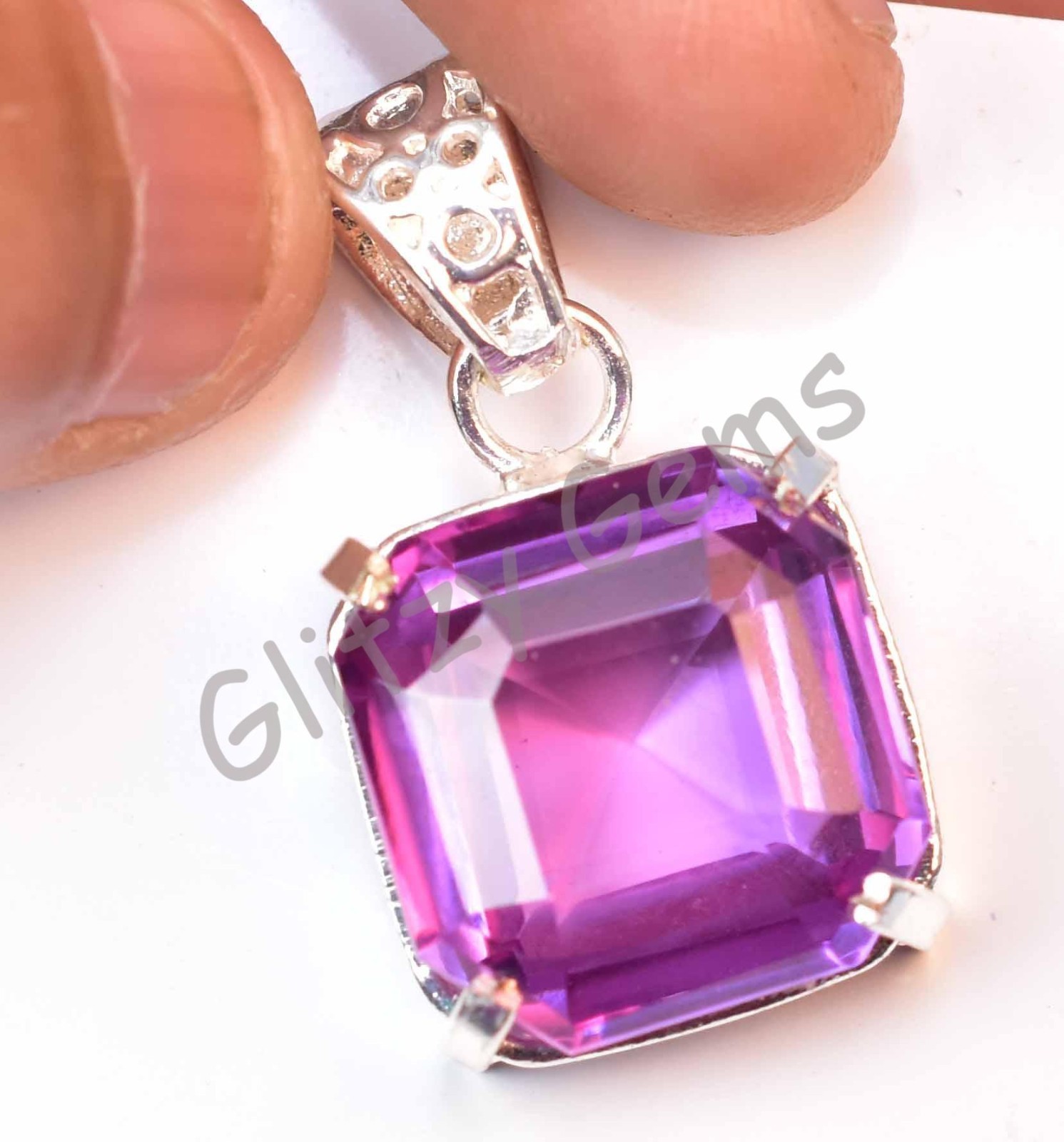 42.90 Ct Natural Boysenberry Sapphire 925 Sterling Silver Pendant Certified