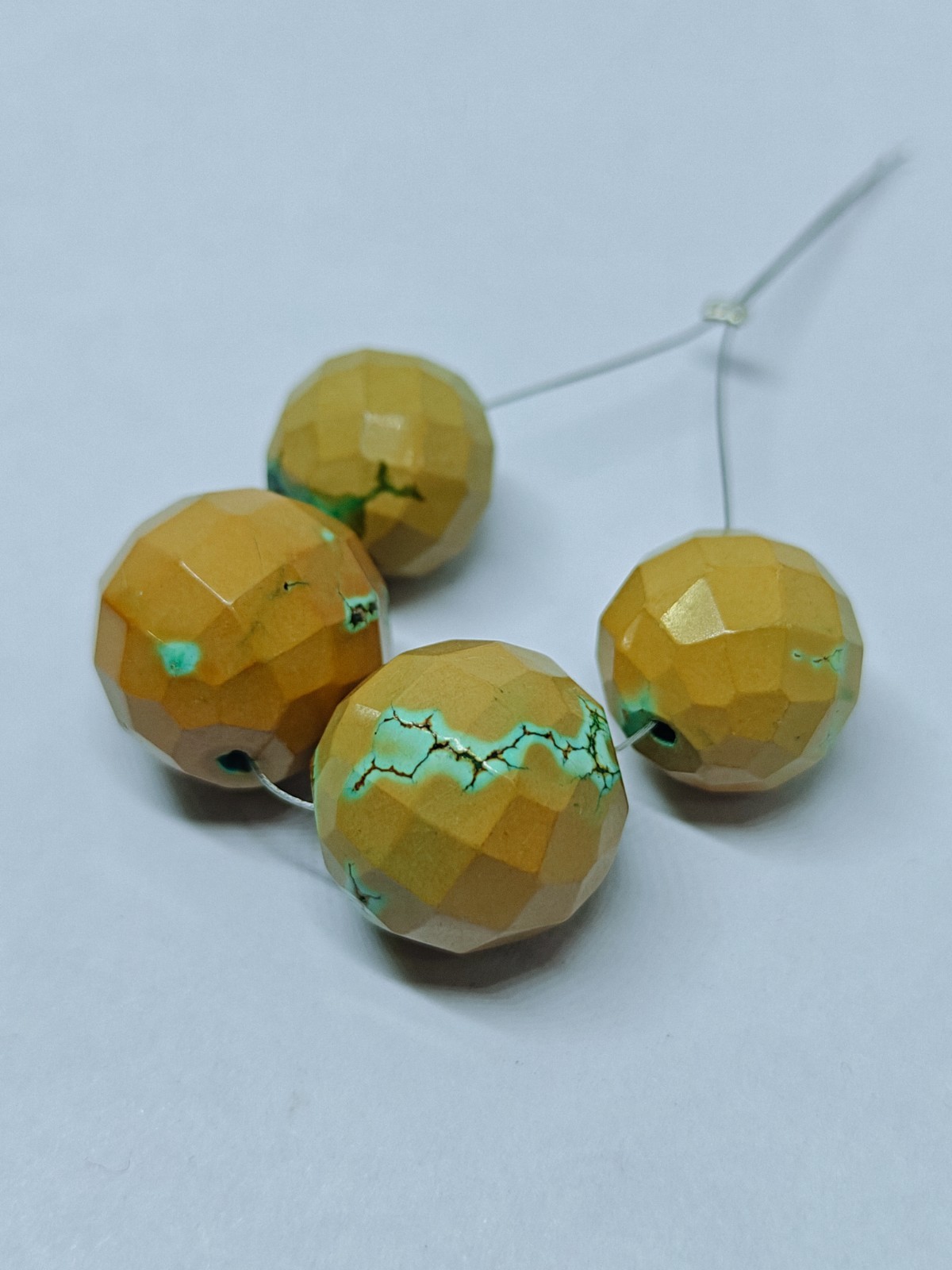Natural Tibetan Turquoise Faceted Round Ball Beads, Loose Gemstone For Jewelry