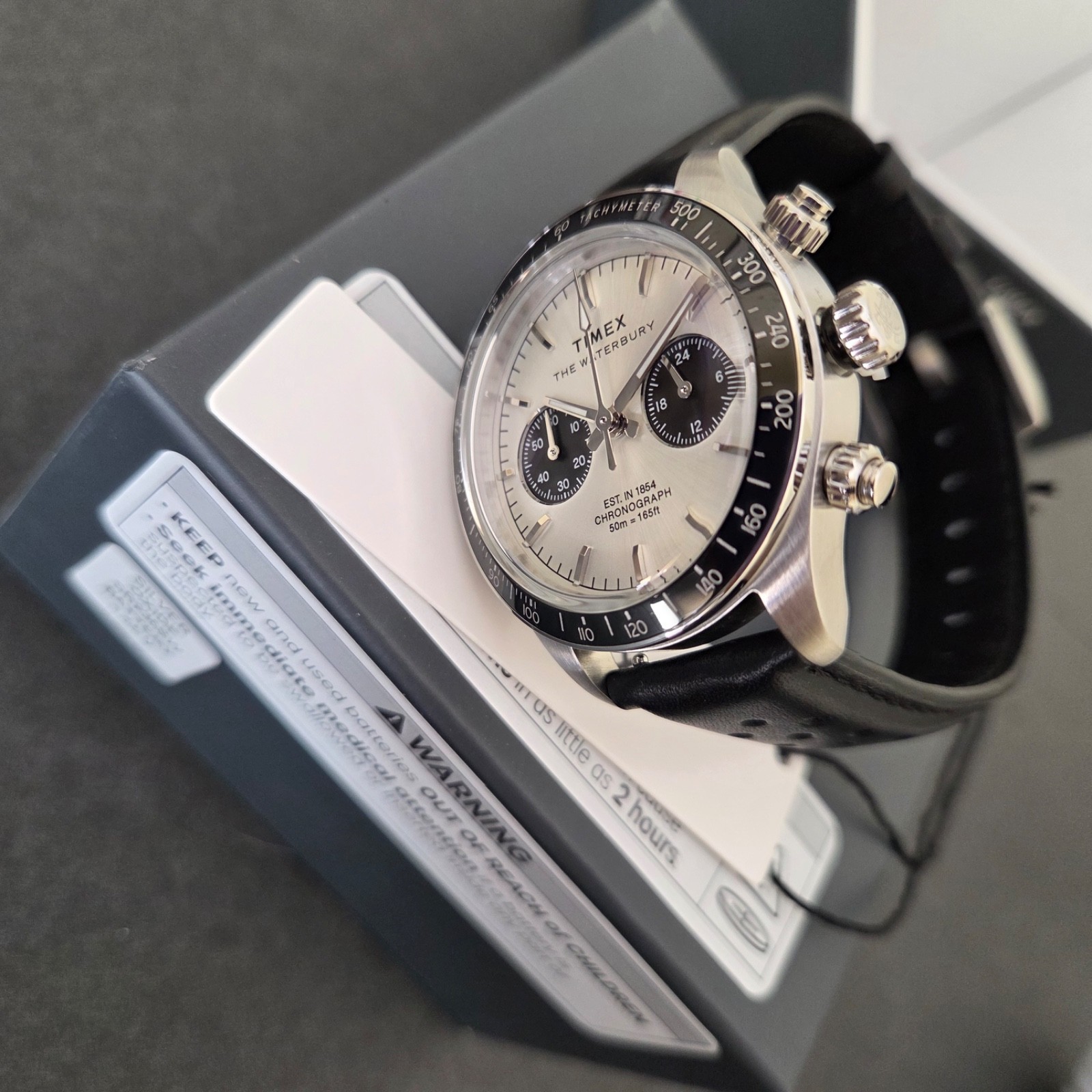 Timex Mens Waterbury Heritage Chronograph 39mm Watch Silver/Black TW2Y19300