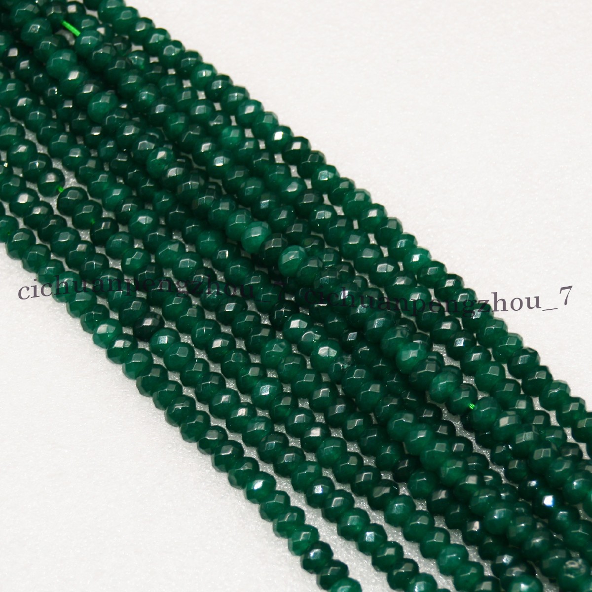 Deep Green Jade 5x8mm Faceted Rondelle Gemstone Loose Beads 15” Strand