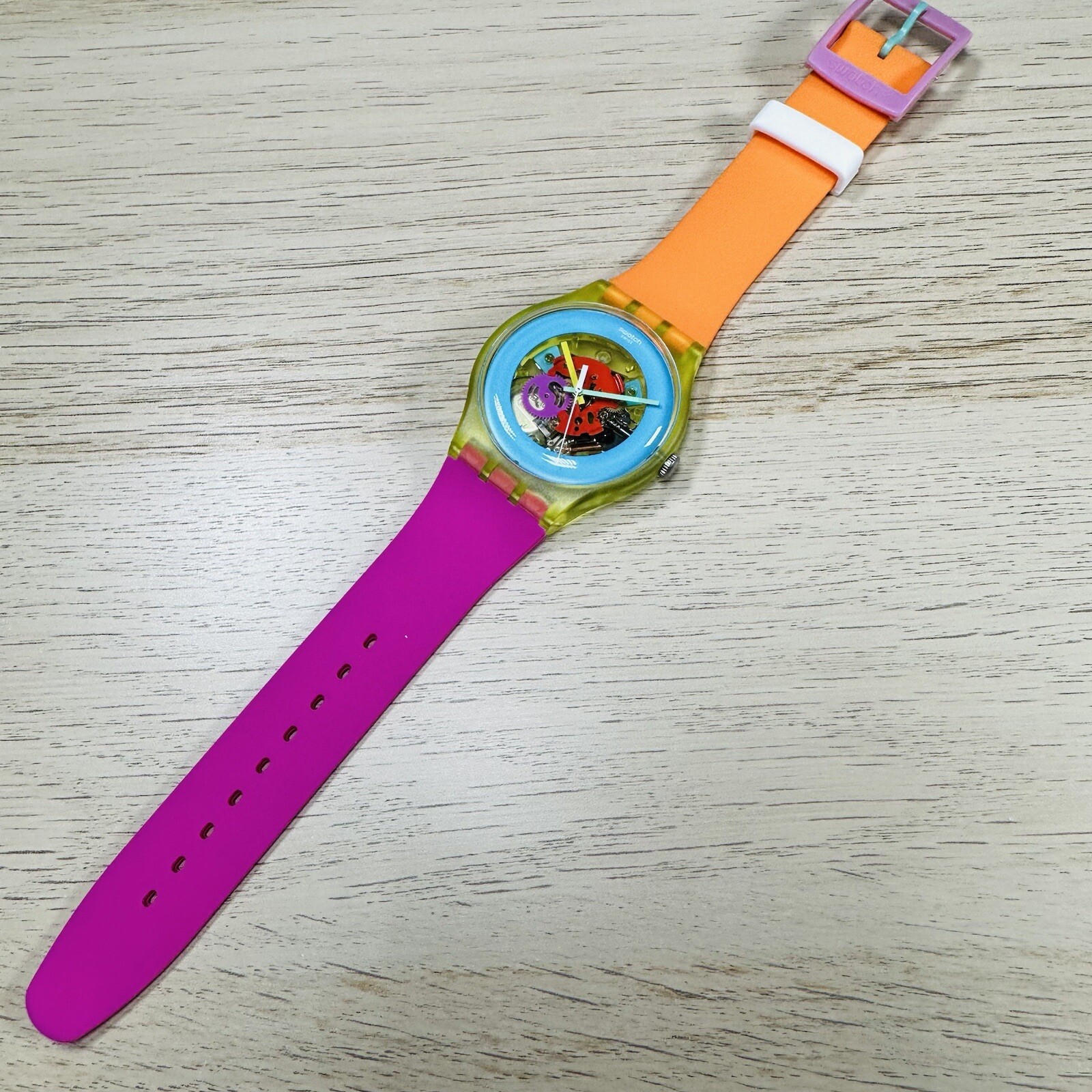 NEW✅ Swatch Color Palette SUOJ101 Skeleton 41mm Orange Pink Silicone Watch
