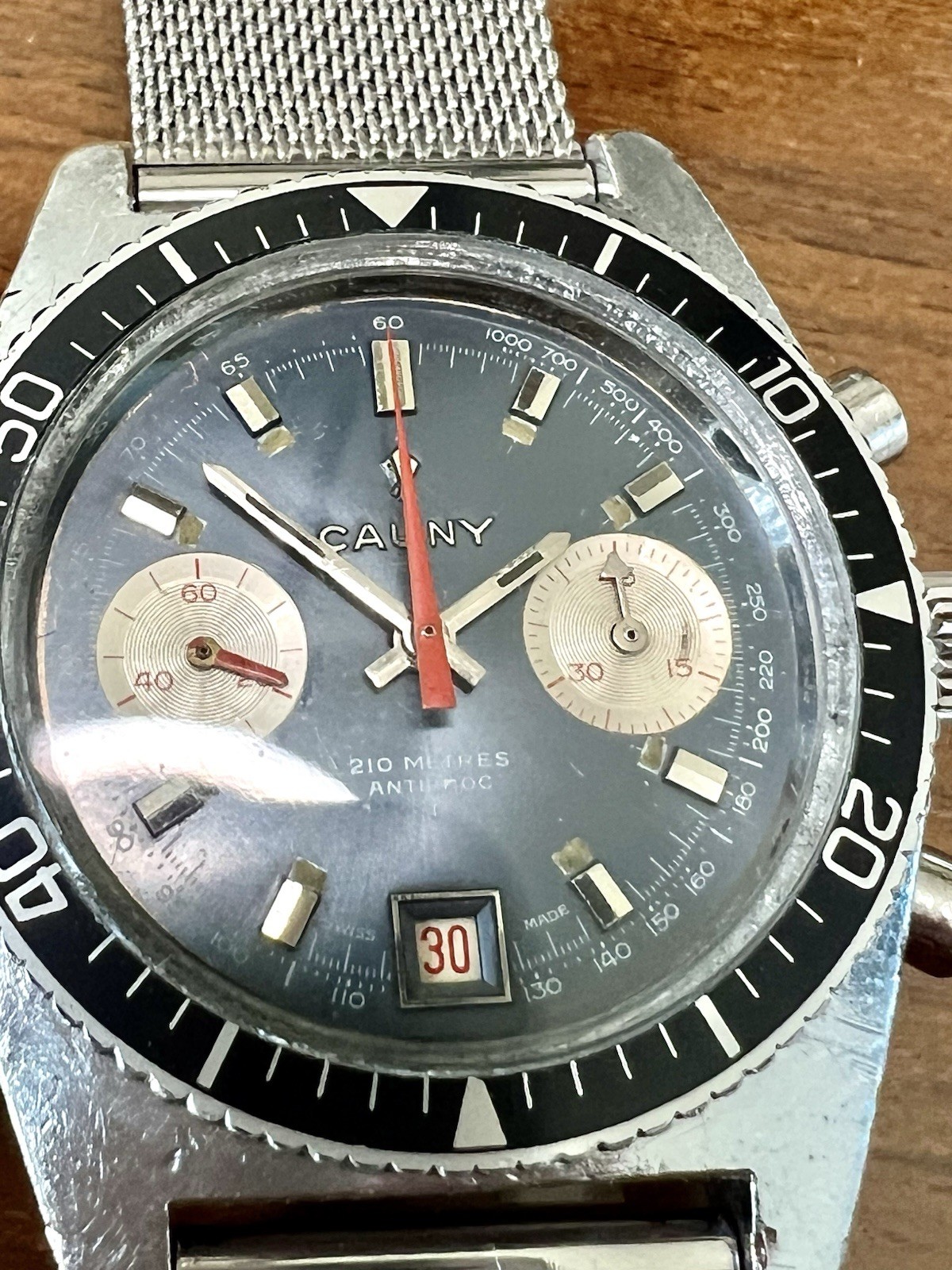 Vintage Swiss Jumbo Cauny Prima Chronograph Diver – Valjoux 7734 – Rare Model