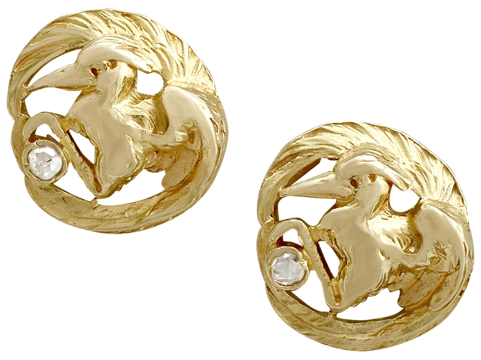 Antique Circa 1900 18k Yellow Gold ‘Bird’ Cufflinks