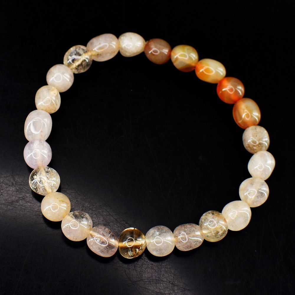Awesome 100.00 Cts Golden Rutile Quartz Stretchable Bracelet Beaded VK 46 AZ6
