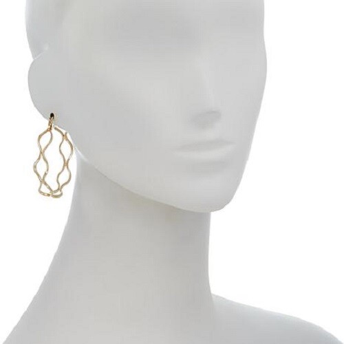 HSN Bellezza 14K Gold Clad Sterling Silver Wavy Negative Space Hoop Earrings