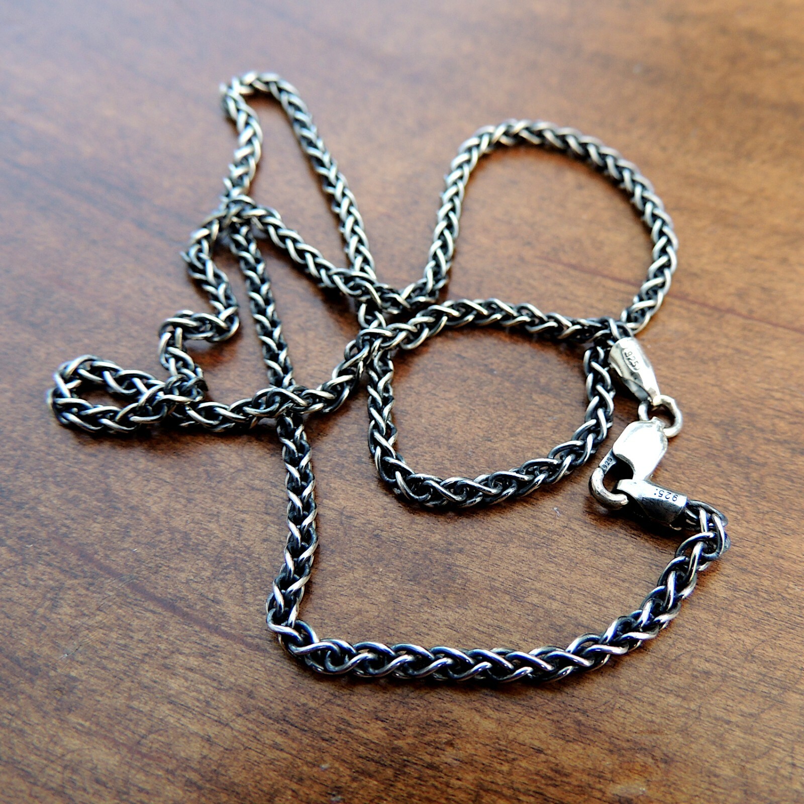 2.5mm Sterling Silver Oxidized Wheat Necklace Chain for Pendants (.925 Silver)