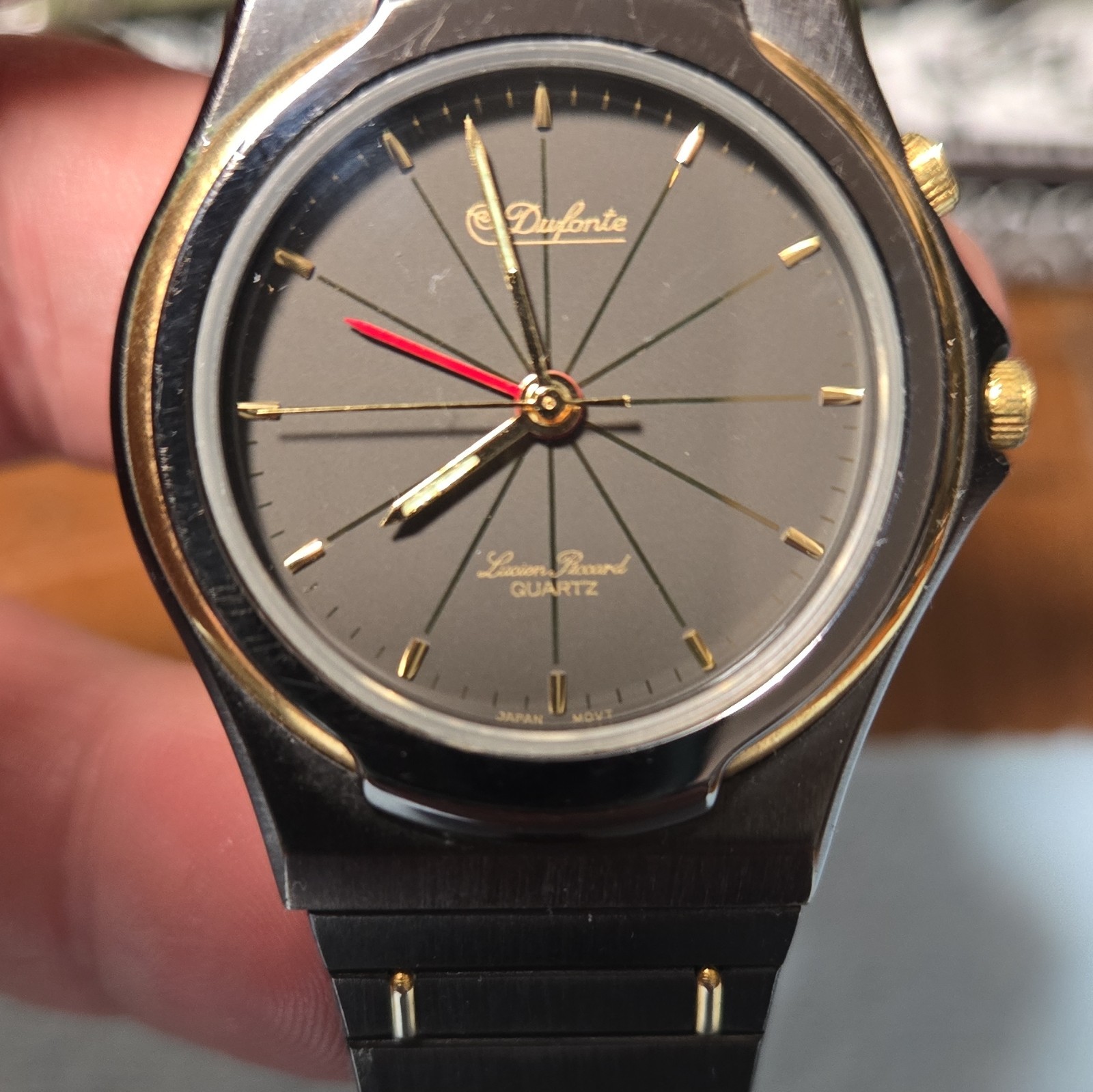 Dufonte Lucien Piccard Quartz Analog 3 ATM Black/Gold Bracelet Gray Dial 32mm