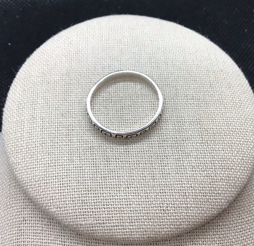 Sterling Silver 925 Etched Greek Key Design Band Sz 10 Y2359