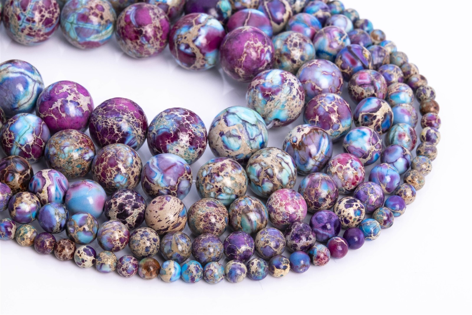 Purple & Blue Sea Sediment Imperial Jasper Grade AAA Round Beads 4/6/7-8/10/12MM