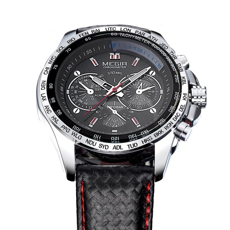 Chronograph Quartz Watch With Luminous Steel Case Waterproof 30M For Men Sports