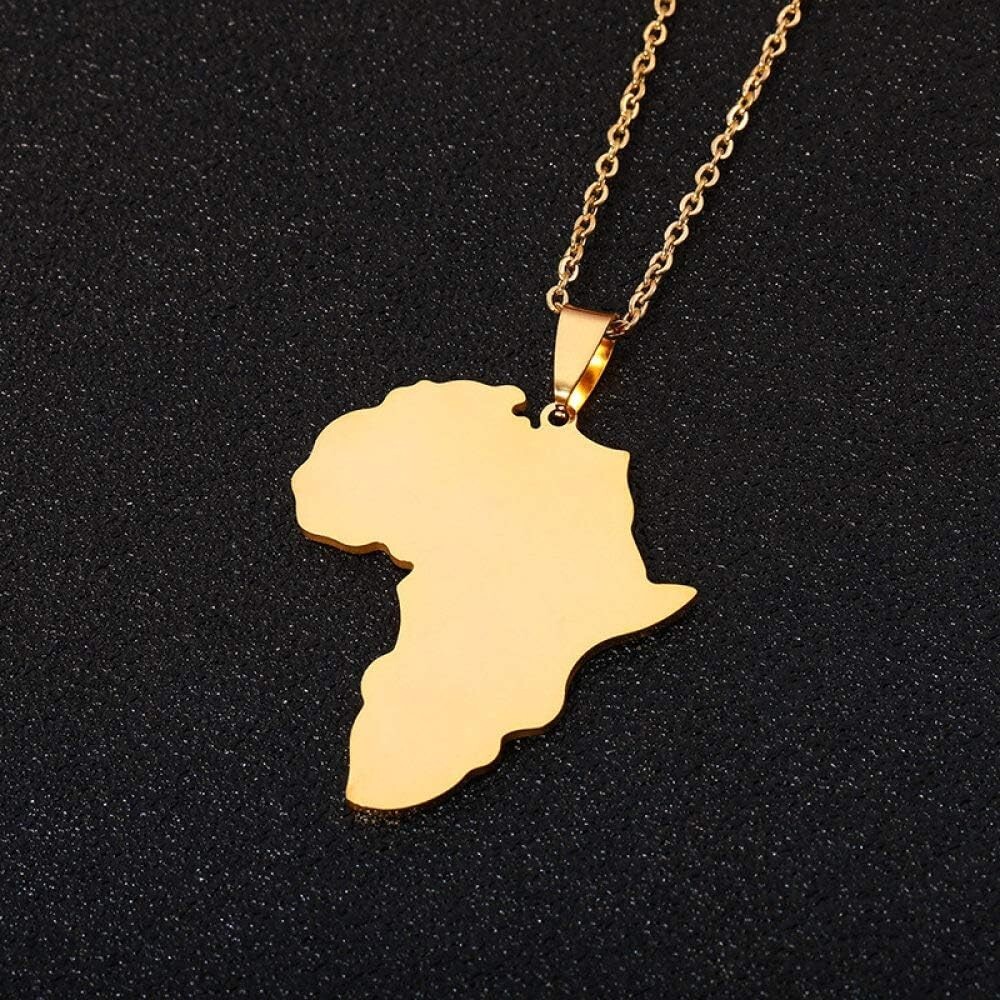 Africa Gold Pendant Necklace – African Continent Map Outline