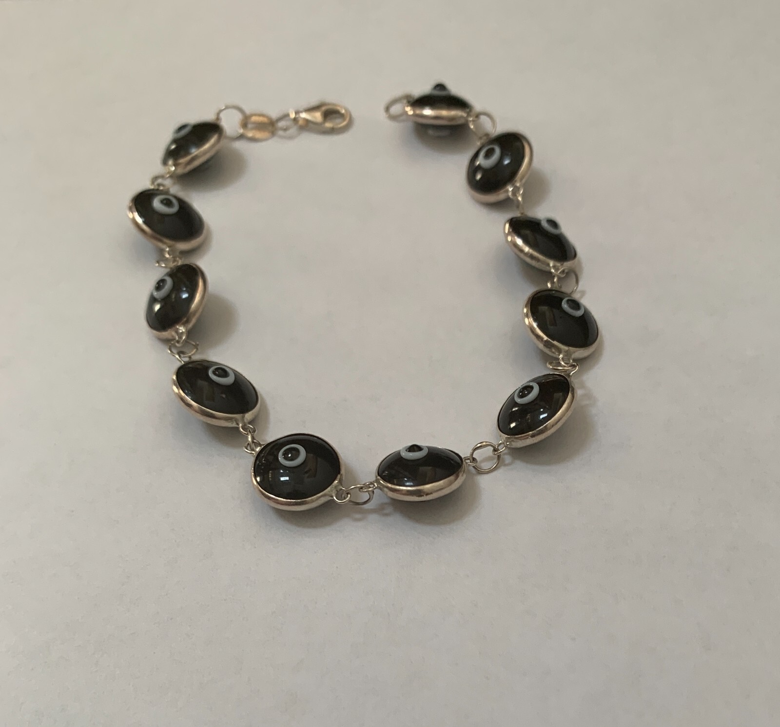 925 Sterling Silver Glass Evil Eye Beads Good Luck Bracelets – 7.5″ (5 colors)