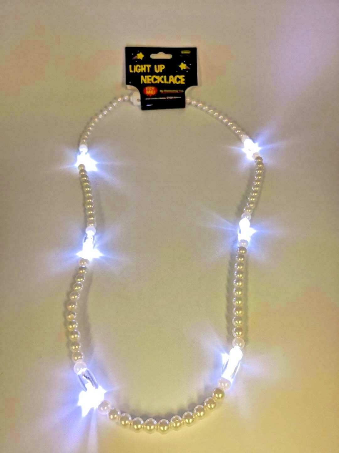 Light-Up 16″ WHITE LED Wedding Dance Party FIESTA Holiday Necklace LED Beads US