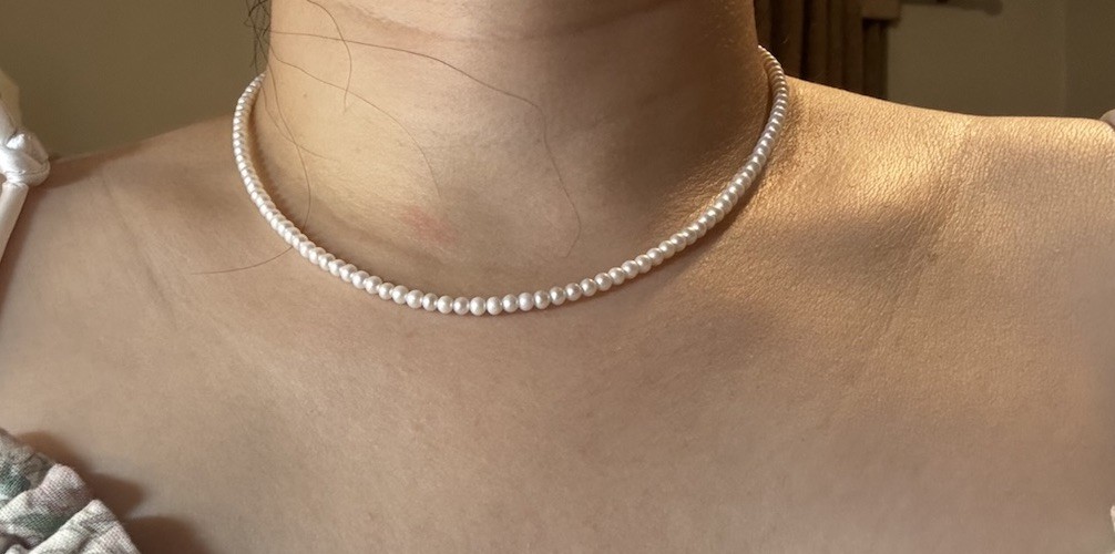 16-1 8 inches 3-3.5mm freshwater A+ white pearl necklace new free shipping