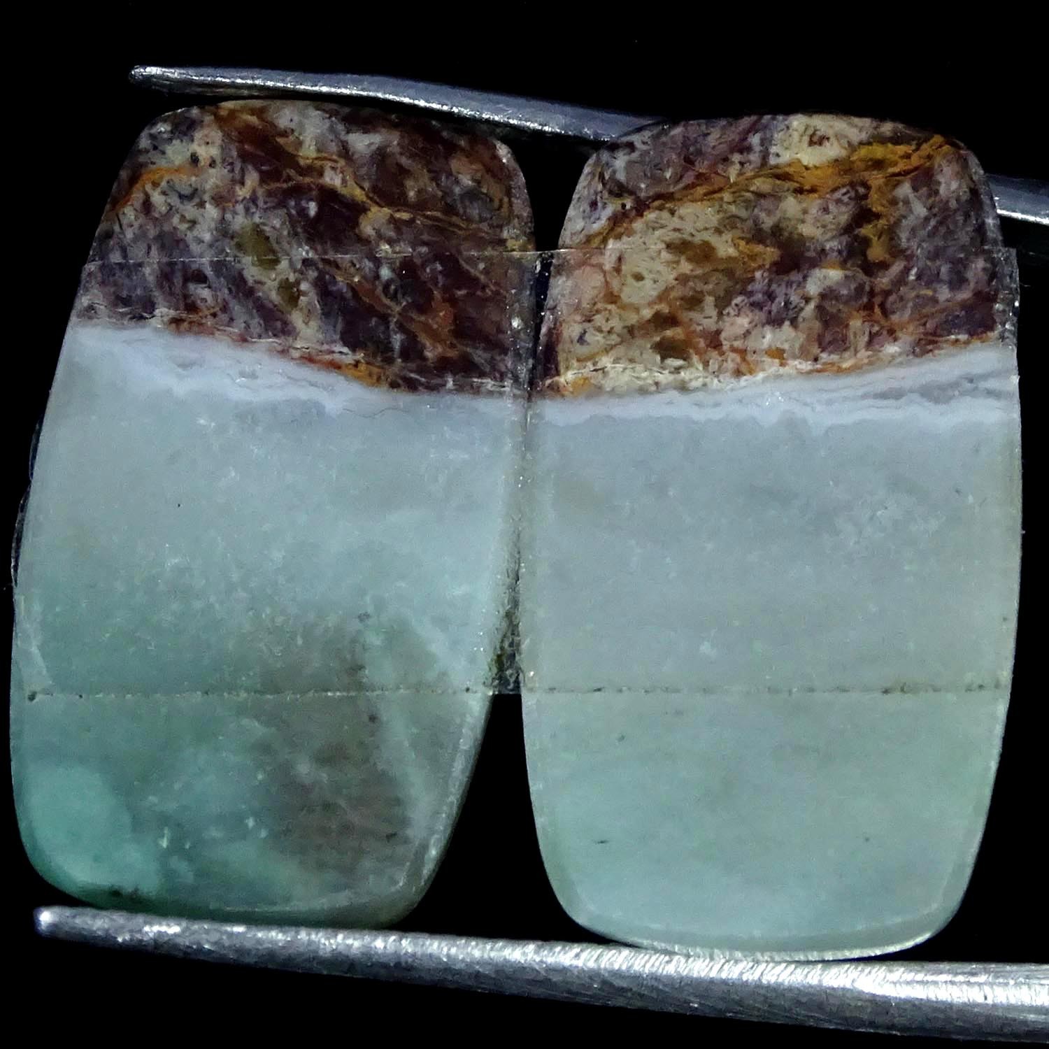 20.50Cts Natural Aqua Chalcedony Pair Cushion Cabochon Gemstone 13X23X3MM