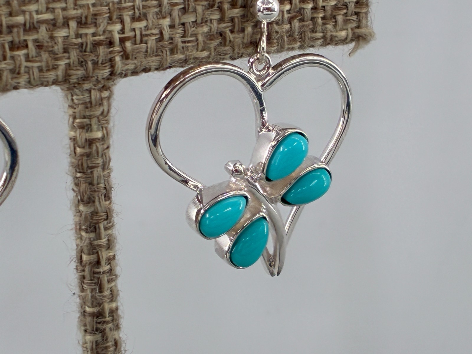Rare Jay King DTR Turquoise Cabochon Dragonfly Dangle Earrings Sterling Silver