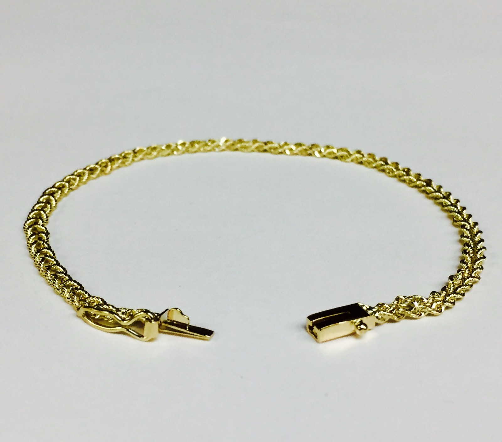 14k Yellow Gold 7″ Solid Two Strand Multi Line Rope Bracelet 3MM 3.8 grams