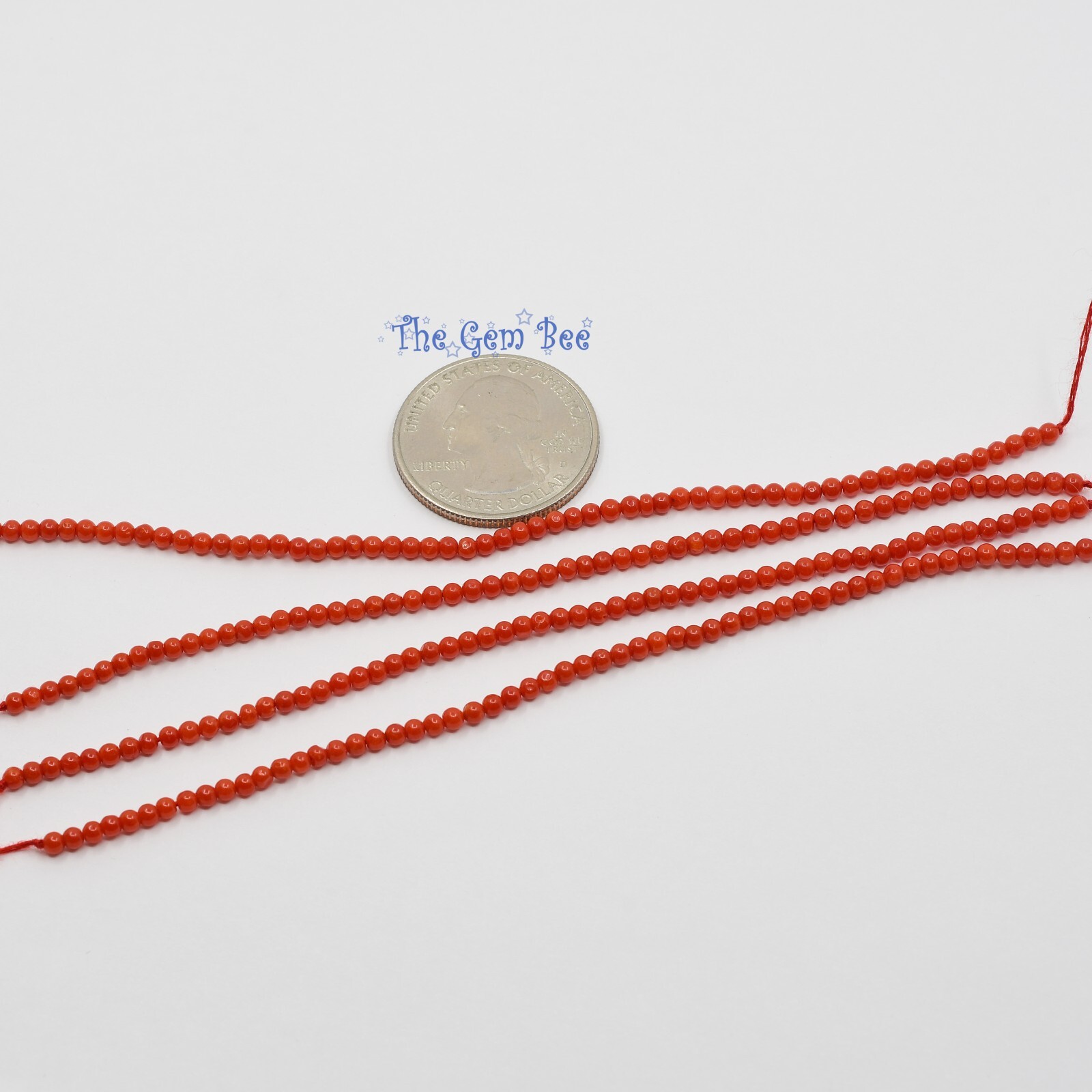 2.5mm AAA Top Grade Italian Sardinia Undyed Tomato Red Seed Coral Round Bead 5″