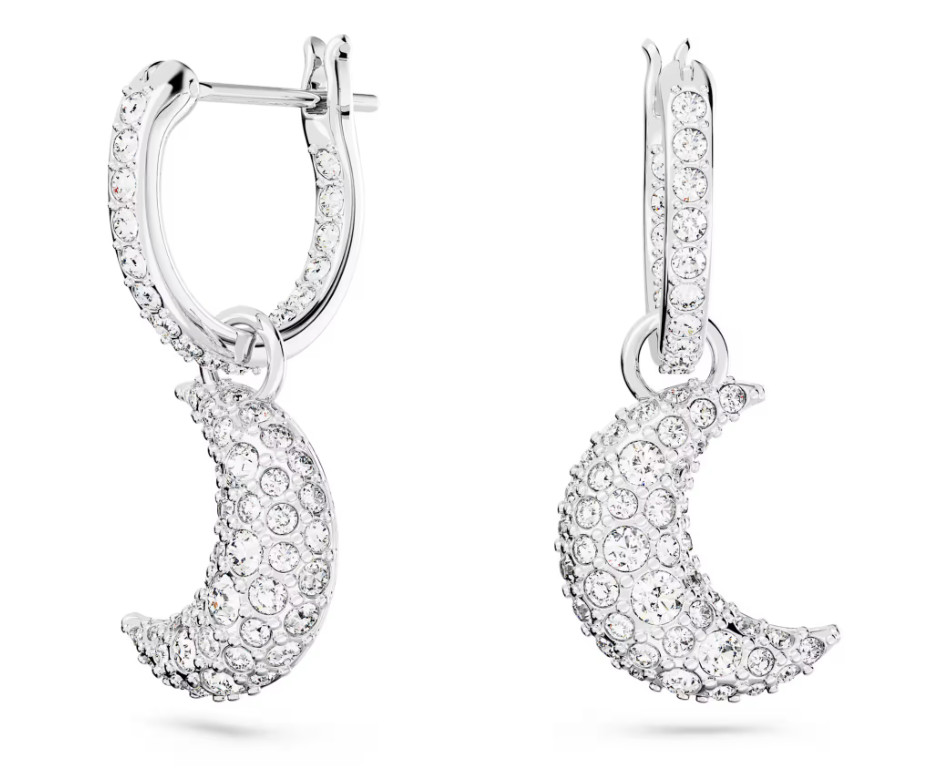 Swarovski Sublima drop earrings Moon, White, Rhodium plated- 5666157 Pre-owned