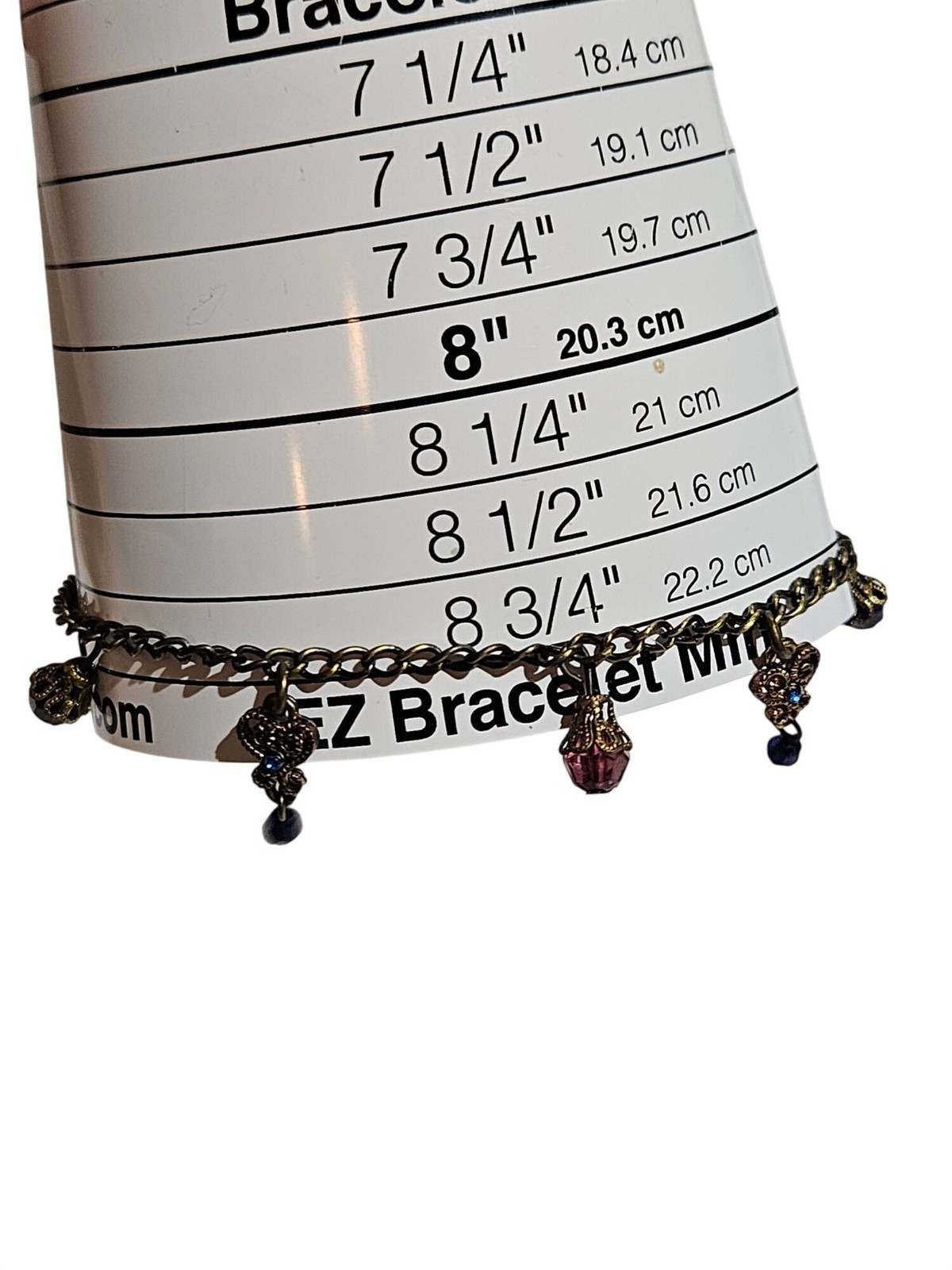 Vintage 90s Anklet Goldtone Blue Fuchsia Plastic Bead Fringe 8.75 – 9.5 inches