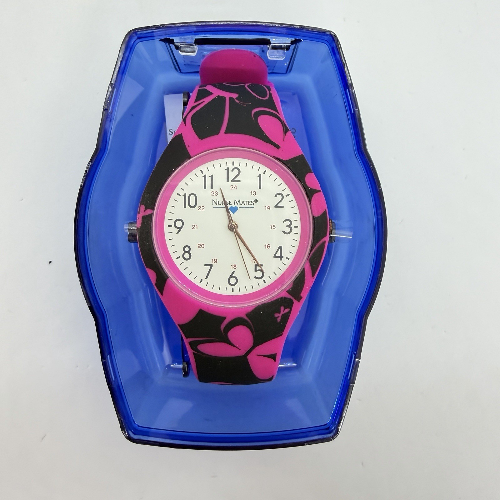 Nurse Mates women’s nurse watch water-resistant silicone strap – Black Pink