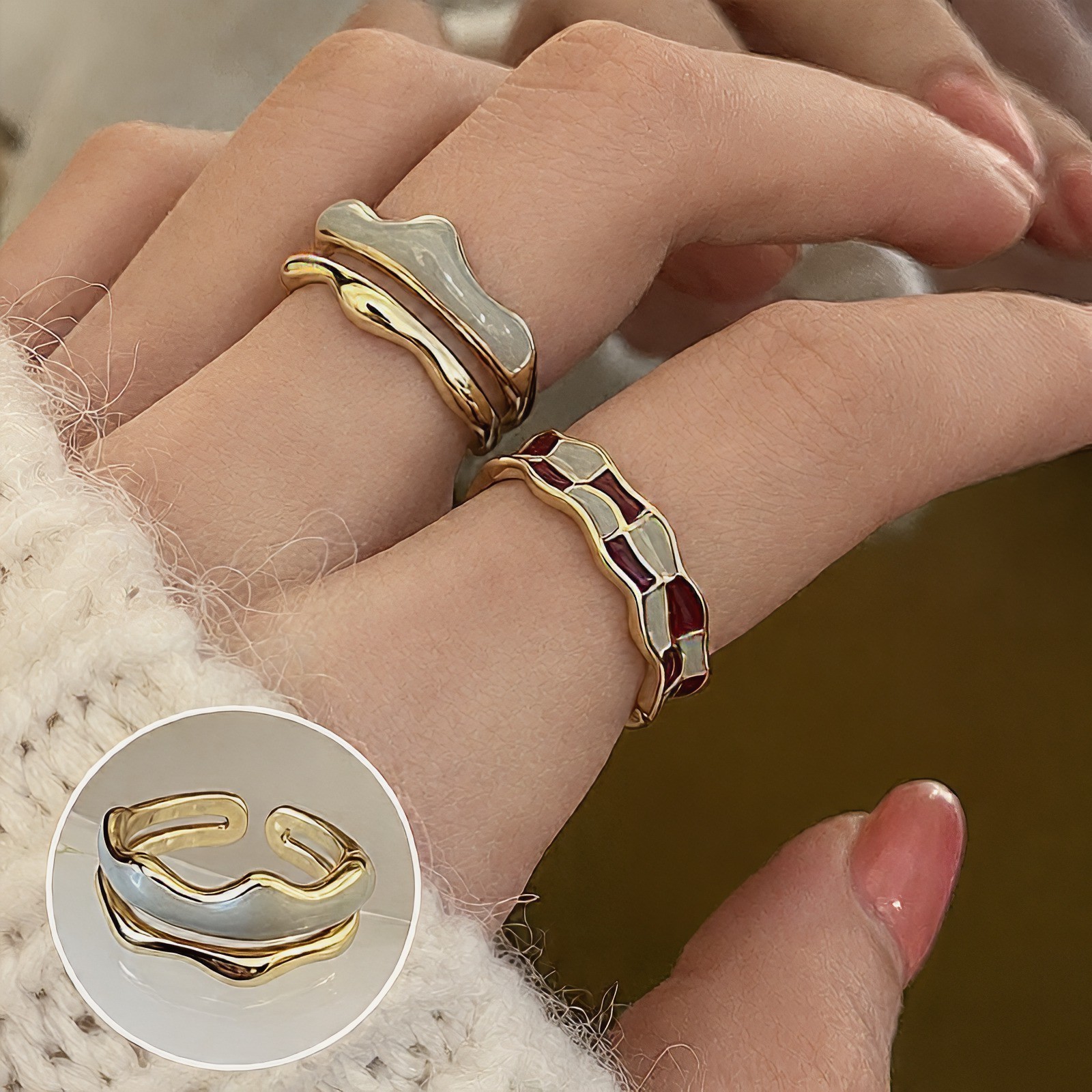 Adjustable Silver Open Ring Minimalist Statement Band Stackable Women Gift