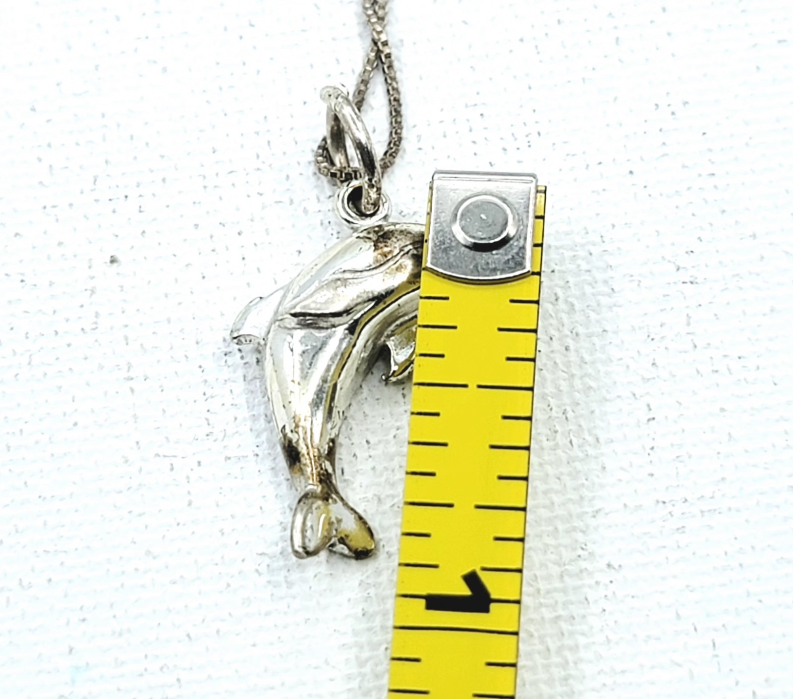 Sterling Silver Dolphin Pendant Nautical Themed Charm on 18″ Box Chain 3 gr