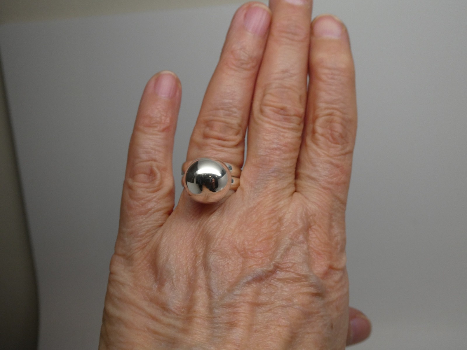 Mexico Signed TN-52 Harmony Jingle BALL Sterling 925 Adjustable RING 7 to 9