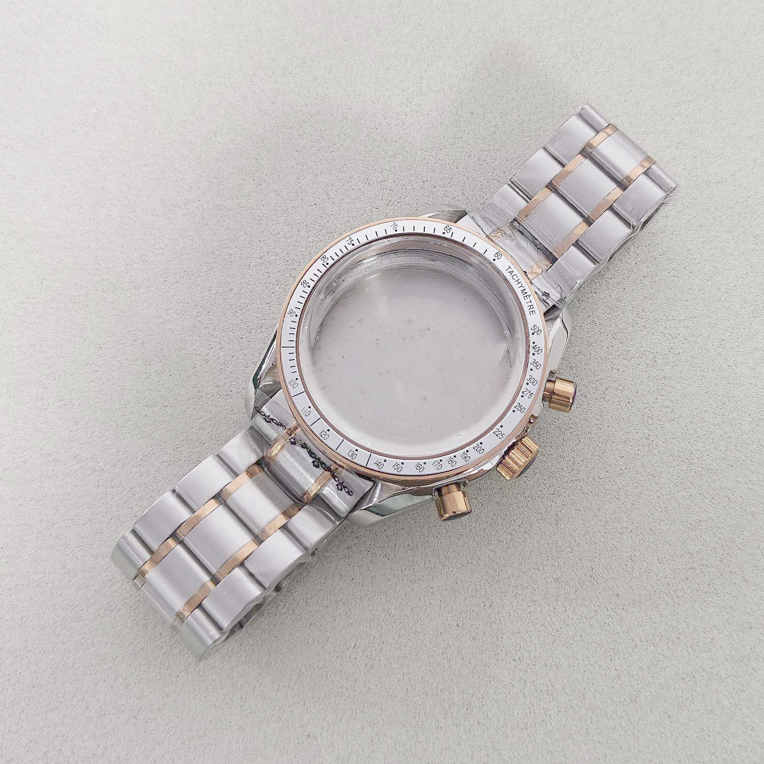 40mm Solid Back Stainless Steel Watch Case + Bracelet For VK63 Vk64 Chronograph
