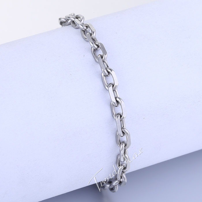 3/4/6/10mm Rolo Cable Link Women Mens Chain Stainless Steel Bracelet 7-10 inches