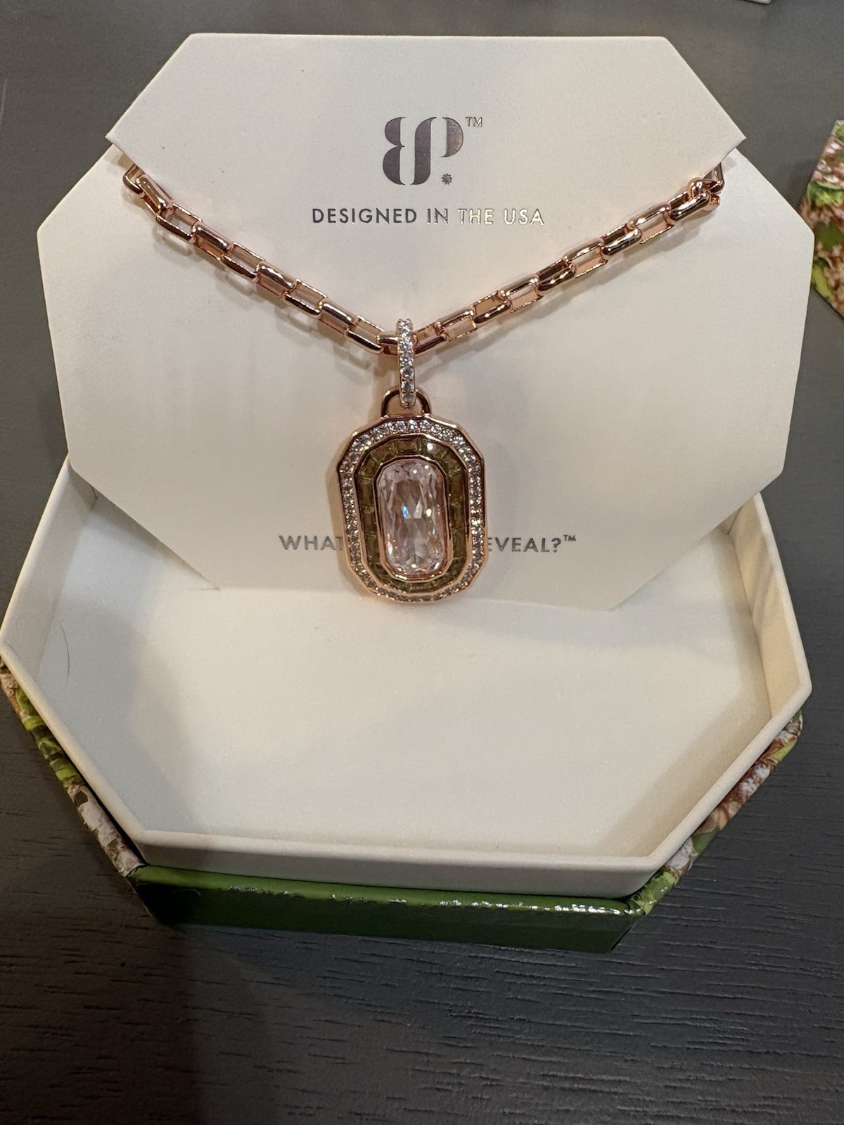 BP Rose Gold Plated Sun-dappled Citrus CZ Removable Pendant Necklace 18″ NK23701