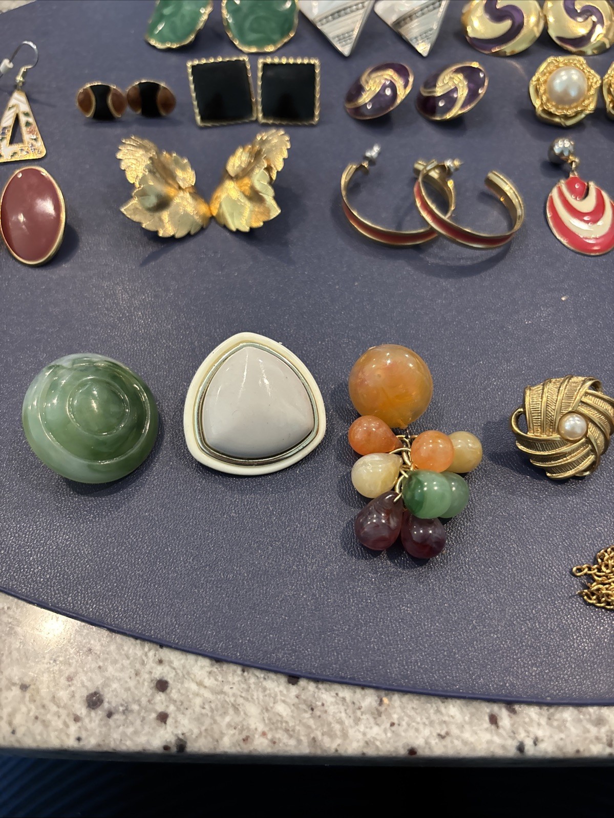 Lot of 18 Pairs of Vintage Pierced Earrings Variation Of Colors And Shapes.
