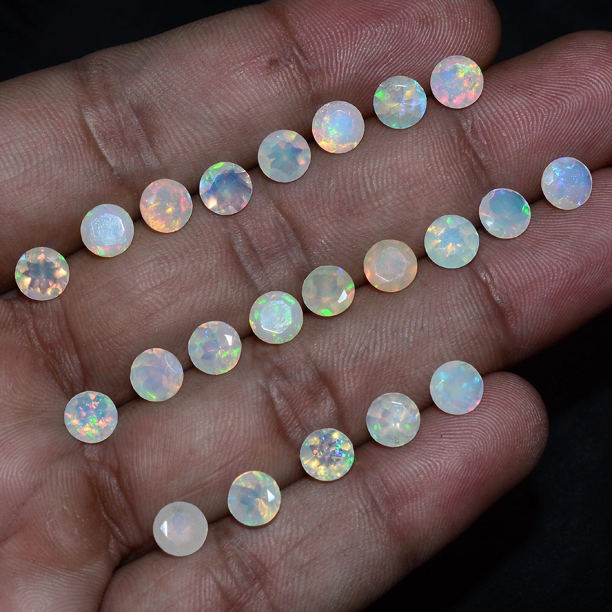 11 Pcs Natural Opal Ethiopian 6mm Top-Grade Round Flashy Colors Loose Gemstones