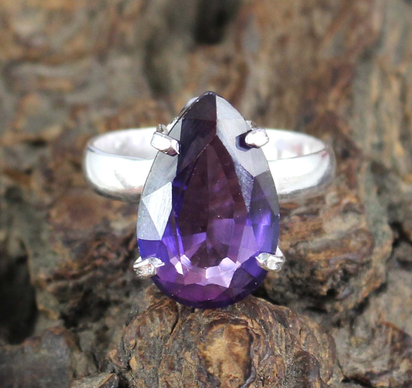 AGI Certified 8.40 Ct Natural Pear Boysenberry Sapphire Gemstone Ring SEE VDO