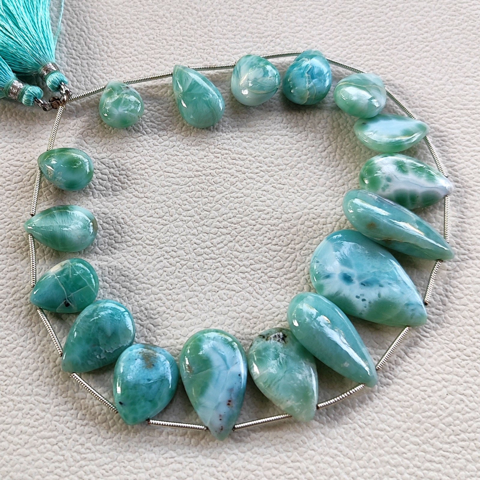 Larimar Gems Pear Shape 14×10 to 26x18mm Big Size Beads 10.5″ Strand