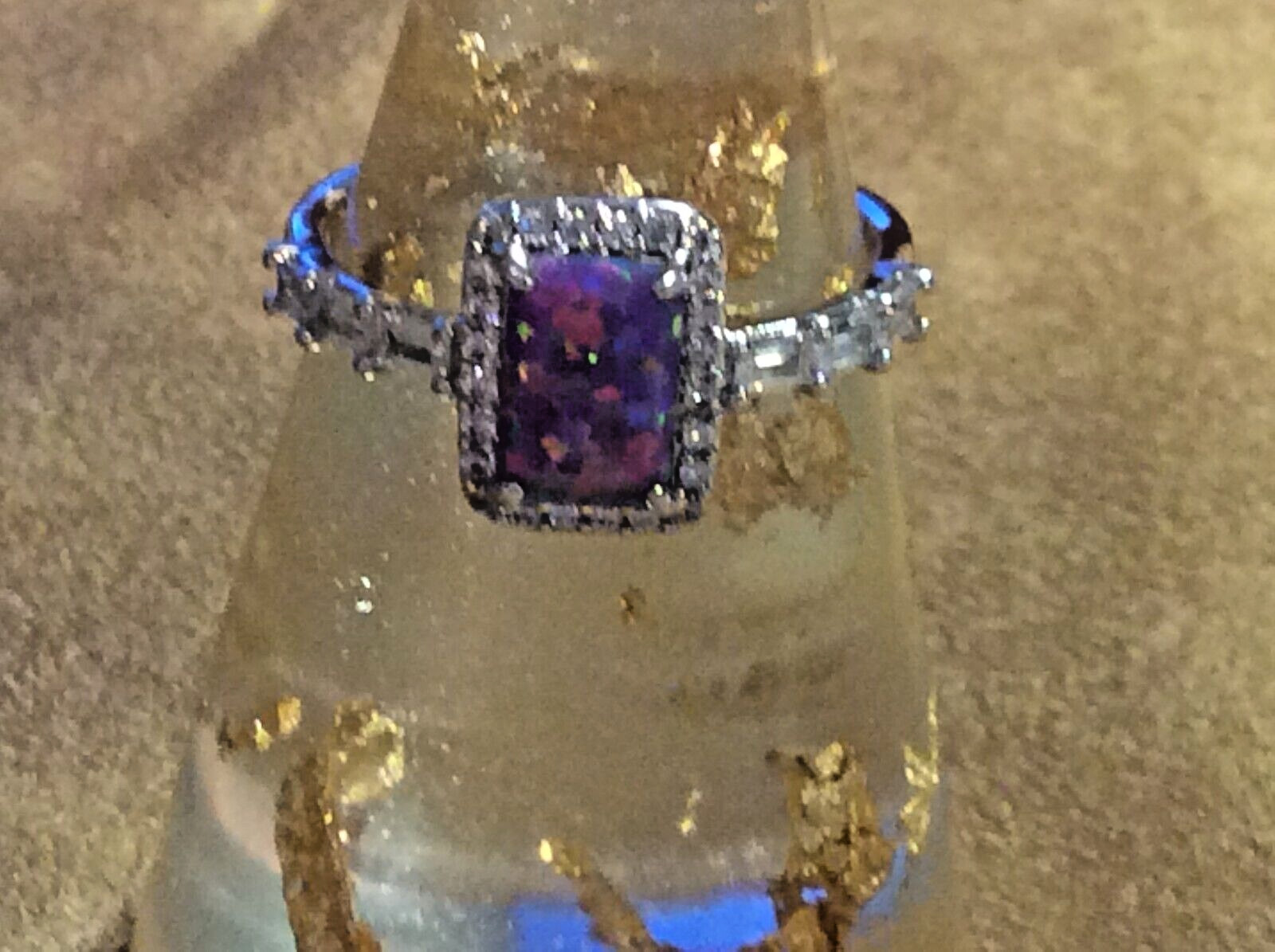 Bomb Party Always the Romantic Pink Fire Opal CZ Rhodium Plate Ring Sz 5 6594