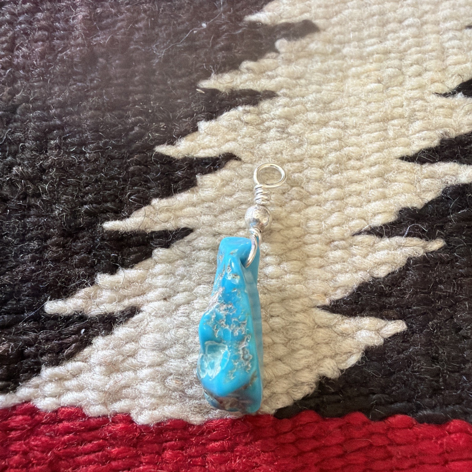 Pendant Genuine Kingman Turquoise Pentagon Sterling Silver Bead – Bale 1 1/2”