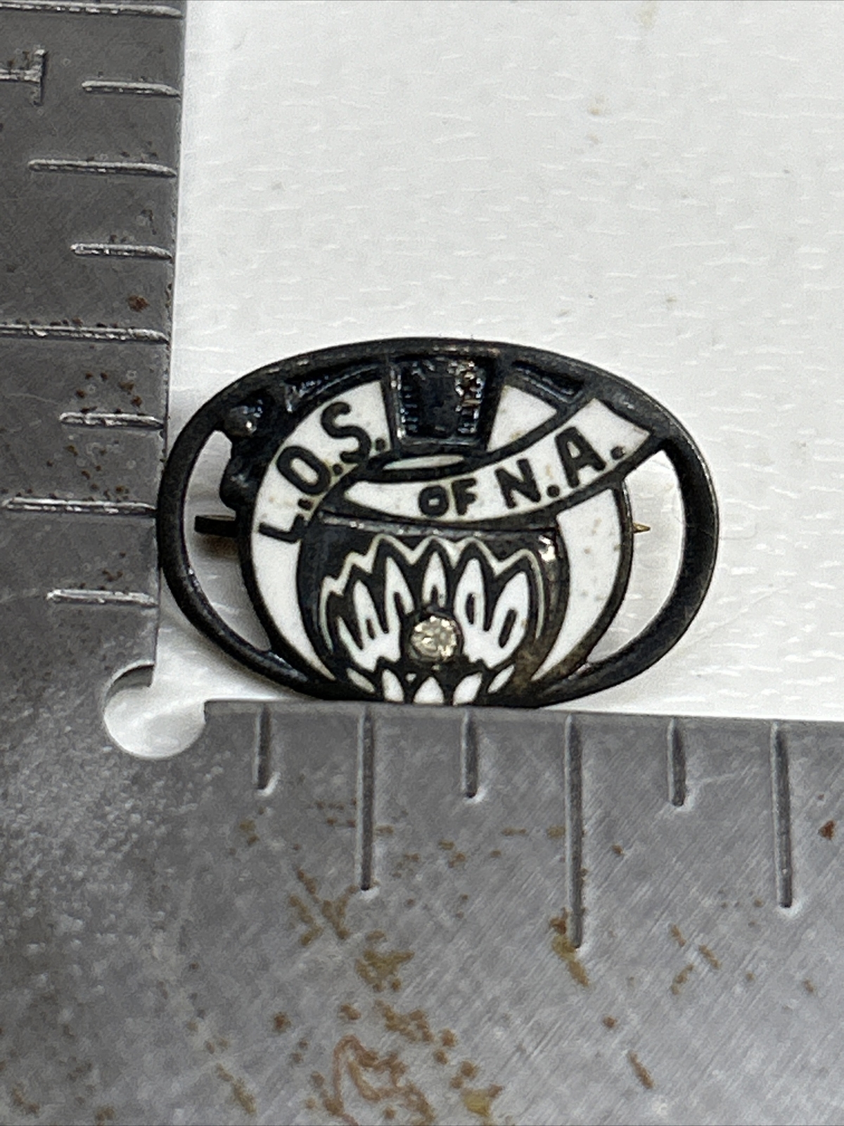 Vintage Sterling L.O.S. Of N.A. Rhinestone Pin