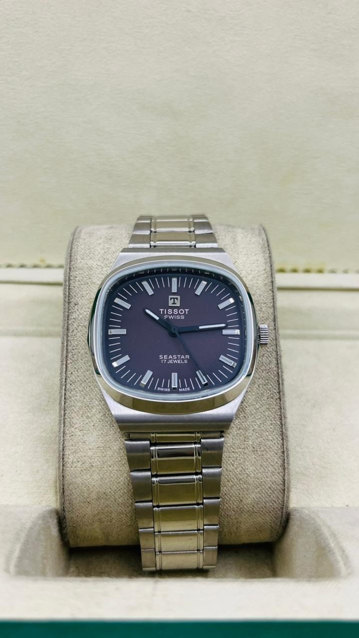 Tissot Seastar 17 Jewels manual movement brown dial swiss men’s watch