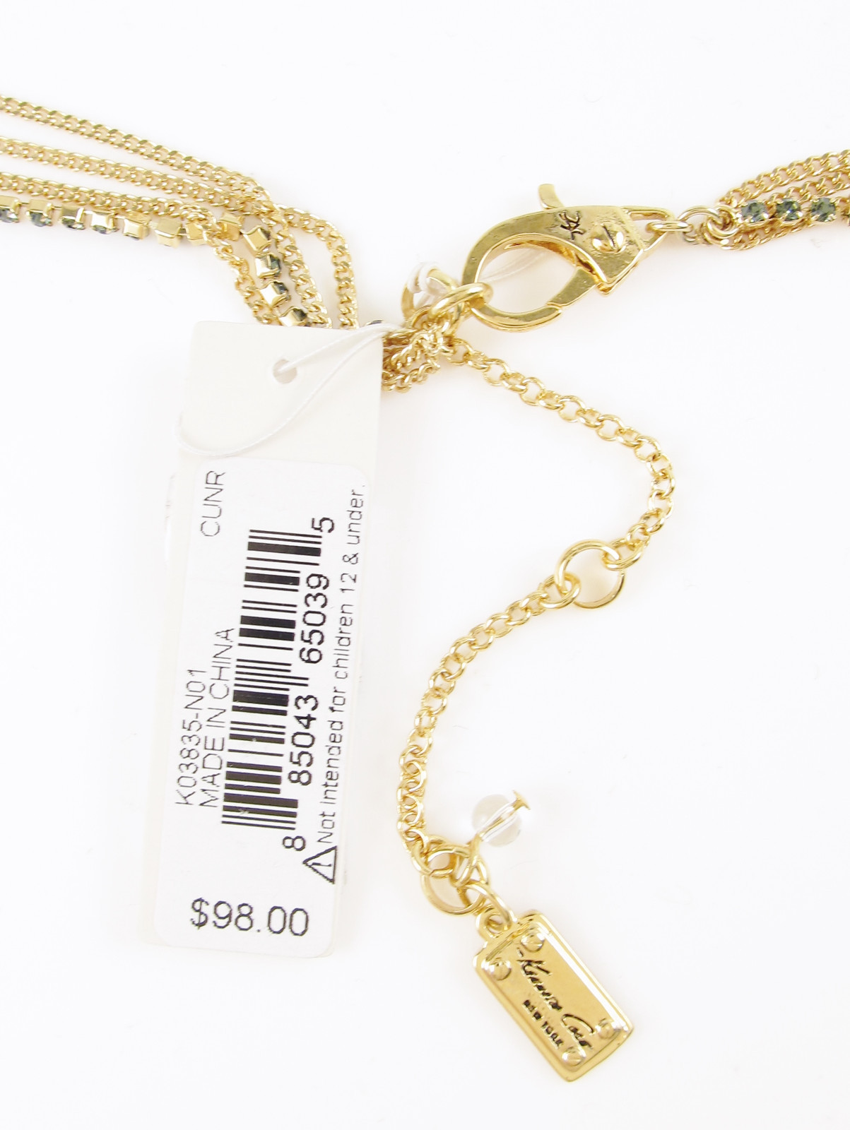 Kenneth Cole New York Faux Geode Long Necklace Gold-Tone/Black Urban Nero NWT