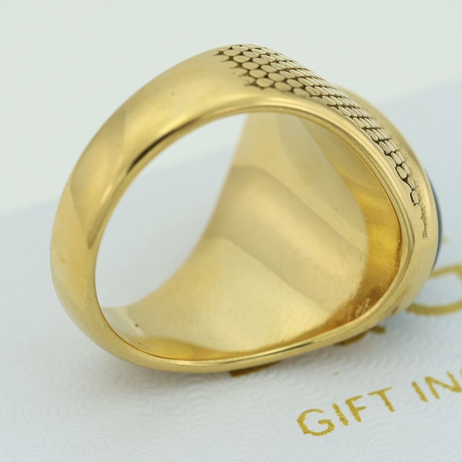 Men’s Stainless Steel.Green Jade Stone,Wedding Rings #8-12 Gold Plated +Box