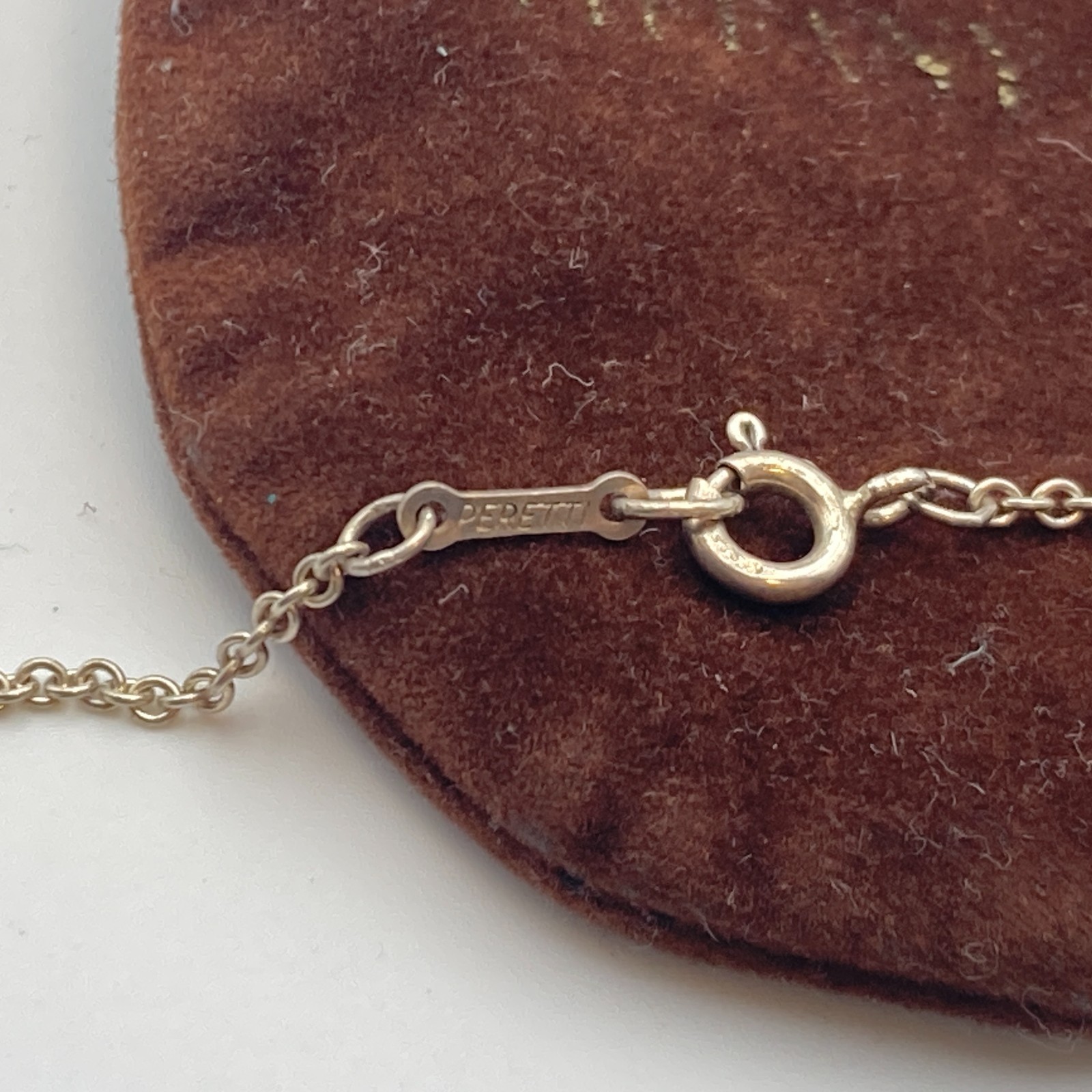 Tiffany & Co. 21mm Bean Pendant Necklace 16″ Silver 10.9g