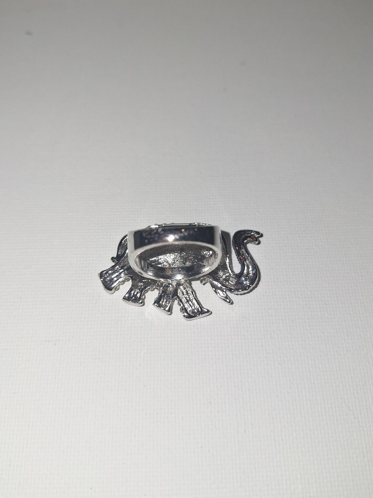 Silver Tone Pavé Crystal Elephant Statement Ring, White/Colorless, Size 7